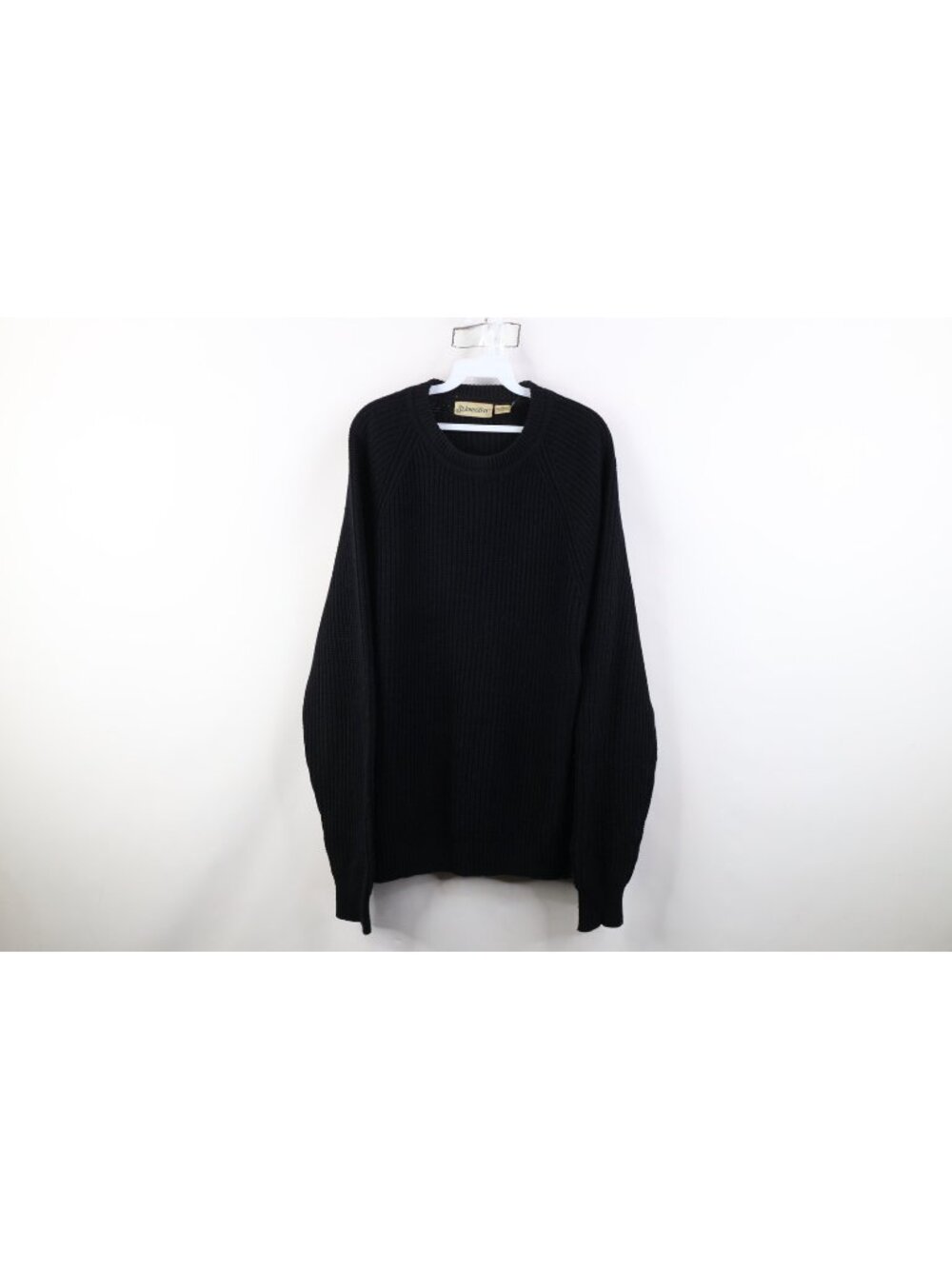 Vintage 90s Streetwear Mens XLT Faded Blank Chunky Ribbed Knit Sweater Black